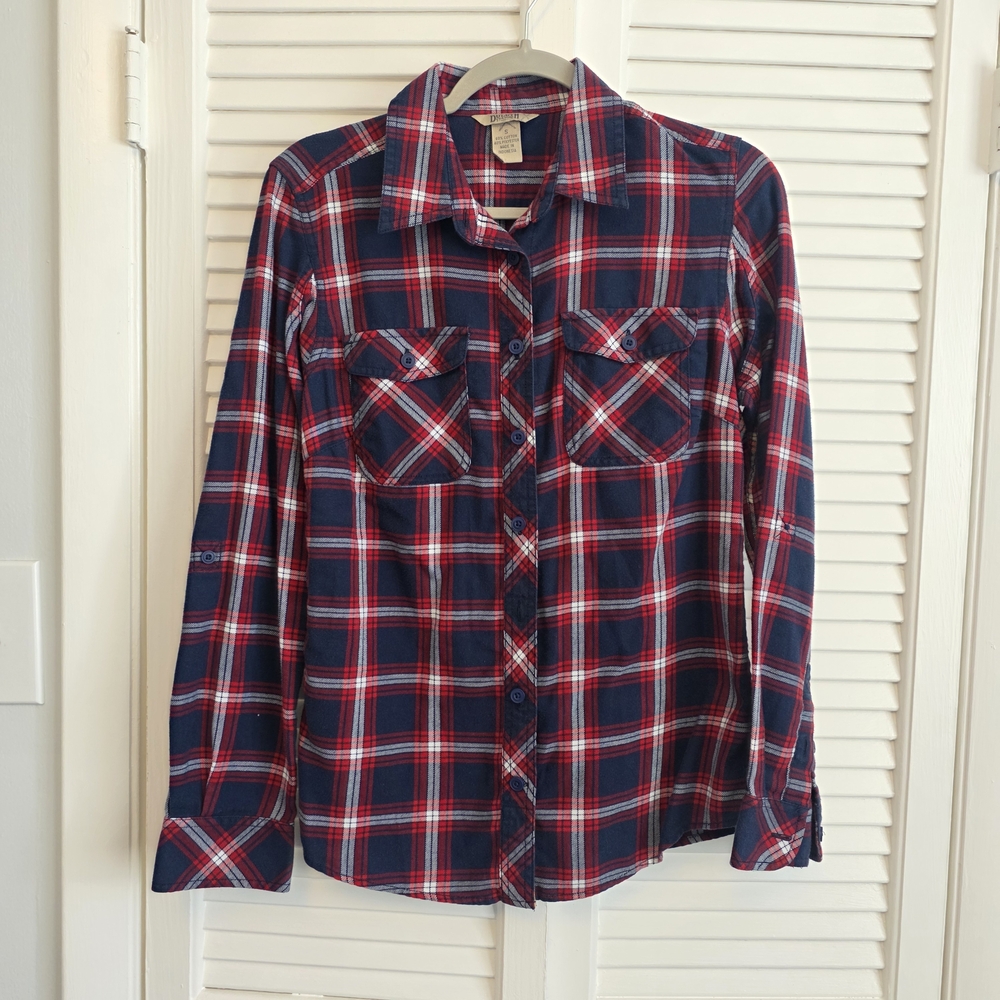 Duluth Trading Co Red and Blue Plaid Shirt
